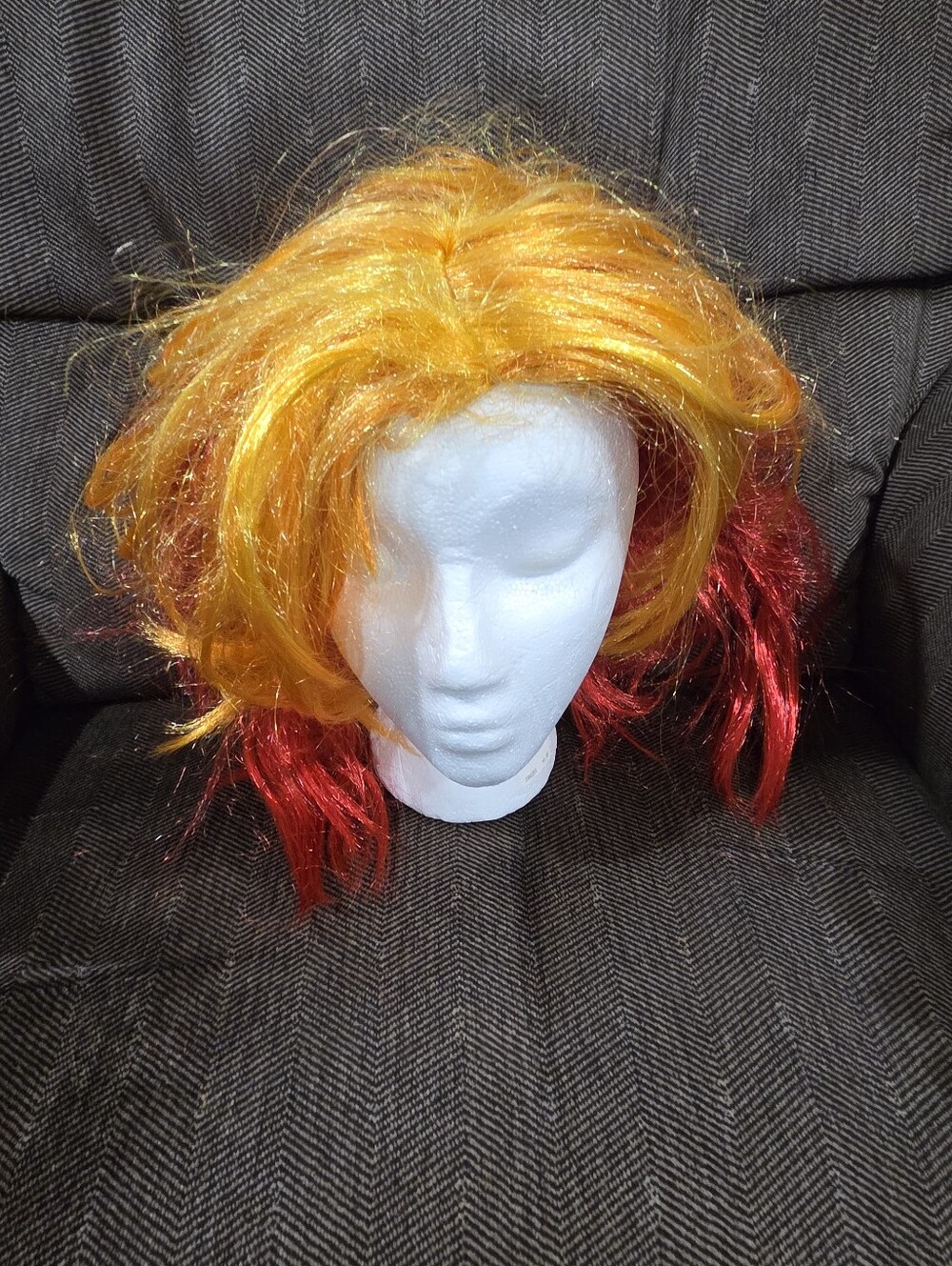 Two-Tone Yellow and Red Synthetic Women's Wig